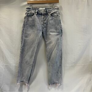 KanCan Buttonfly High Waisted Straight Leg Denim Jeans Size 9 Acid Wash Pink Hue